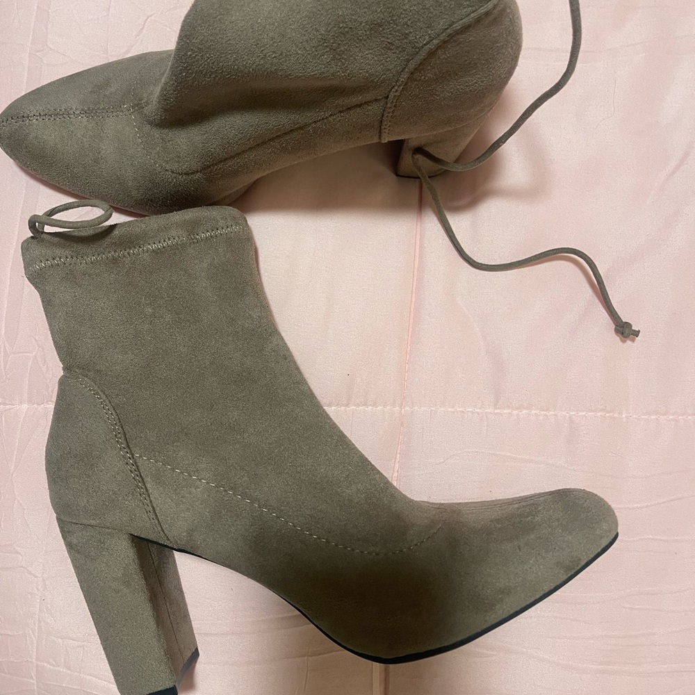 Women's Suede Ankle Boots - Picture 2 of 3